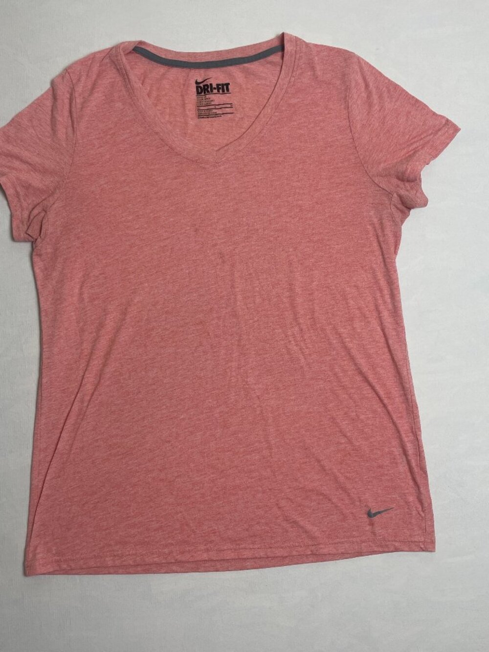 Nike Dri Fit Cotton Tee Salmon Pink Soft V Neck Size M